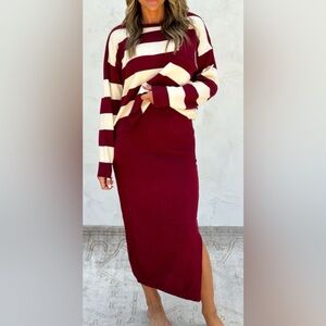 Knit sweater and skirt set